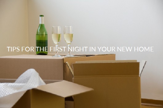 first night in new home boxes with champagne