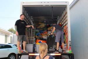 Truck with hurricane clean up supplies