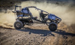 Sky runner on dusty road