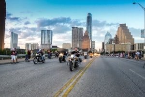 Motorcycle bike rally downtown