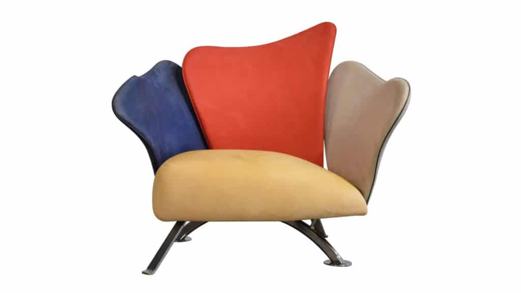 Giorgio Saporiti Post Modern Suede Flower Chair by Il Loft