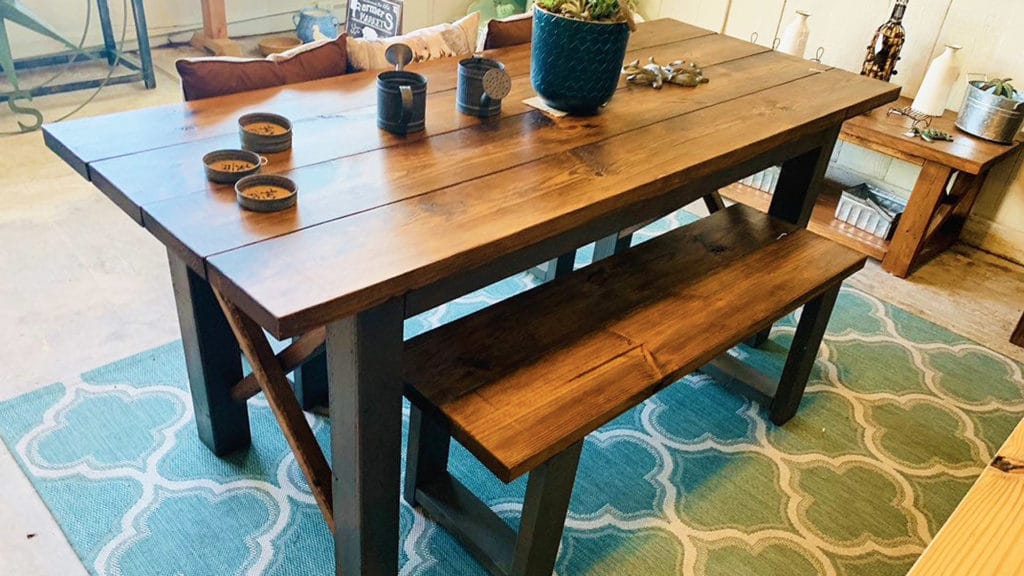 Rustic Wooden Farmhouse Table Set