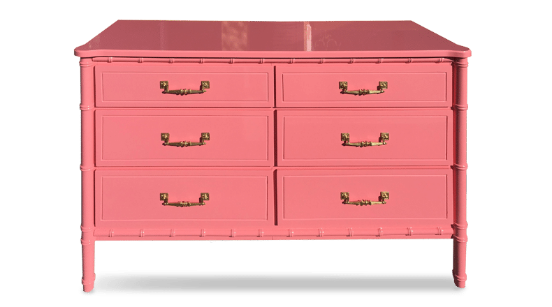 pink 6-drawer dresser - Hollywood regency style from Chairish