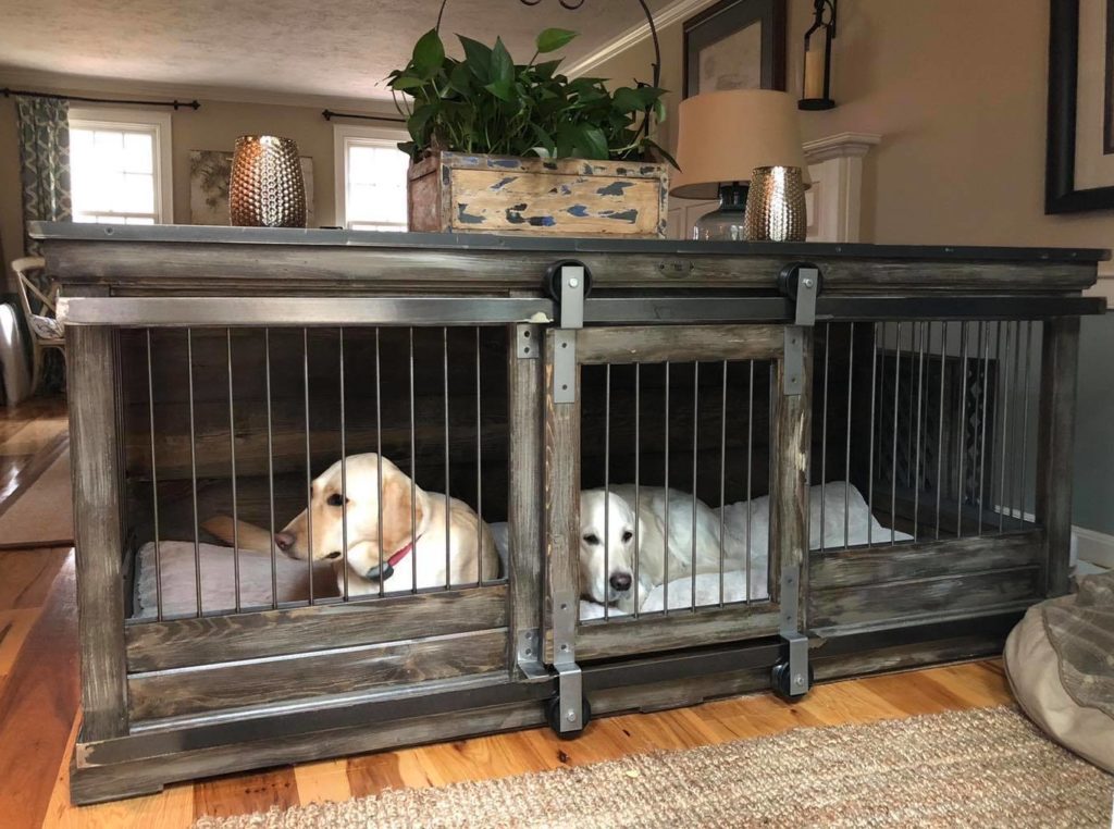 handmade console table and dog kennel