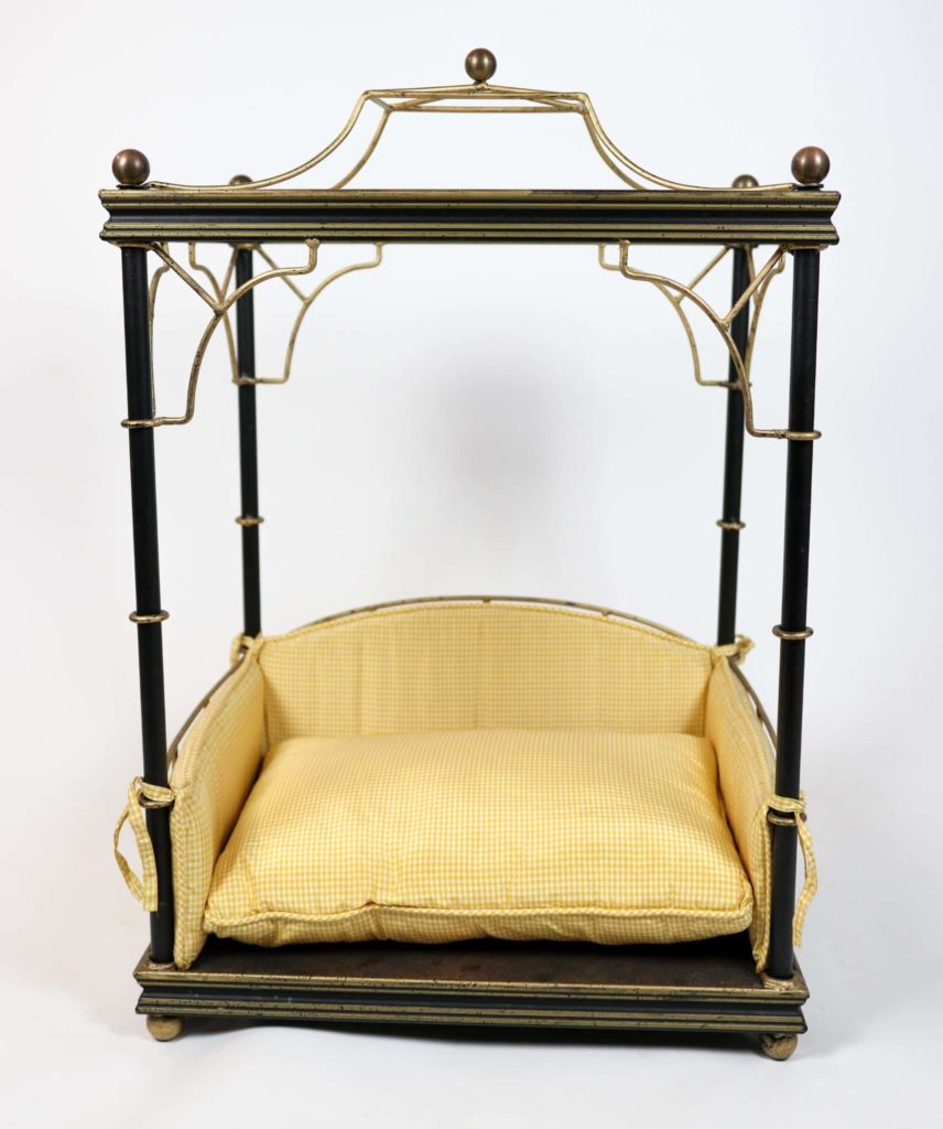 black and gold canopy dog bed