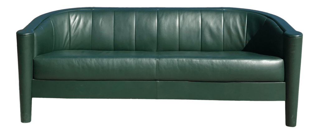 green leather couch