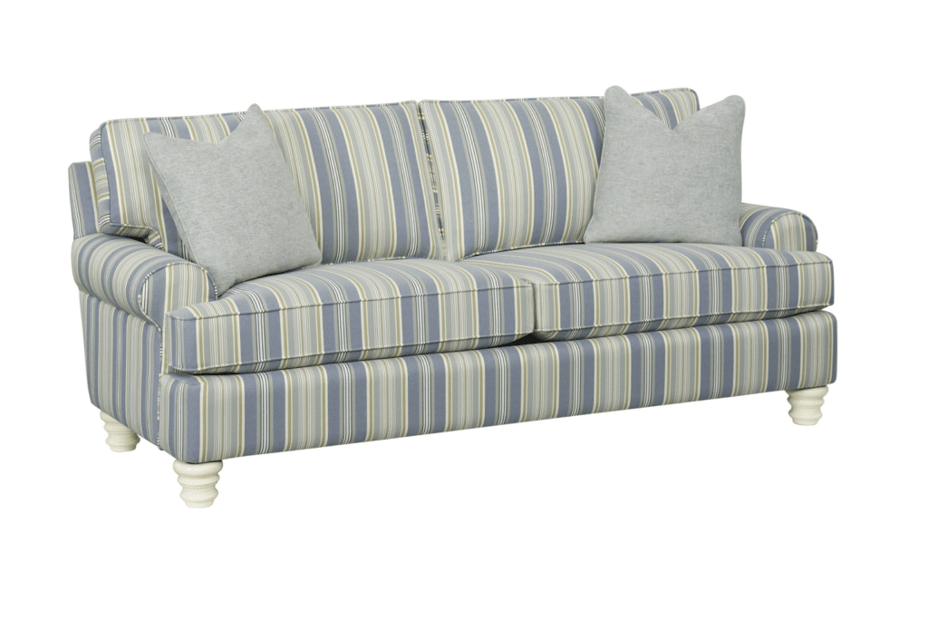 white and blue striped couch