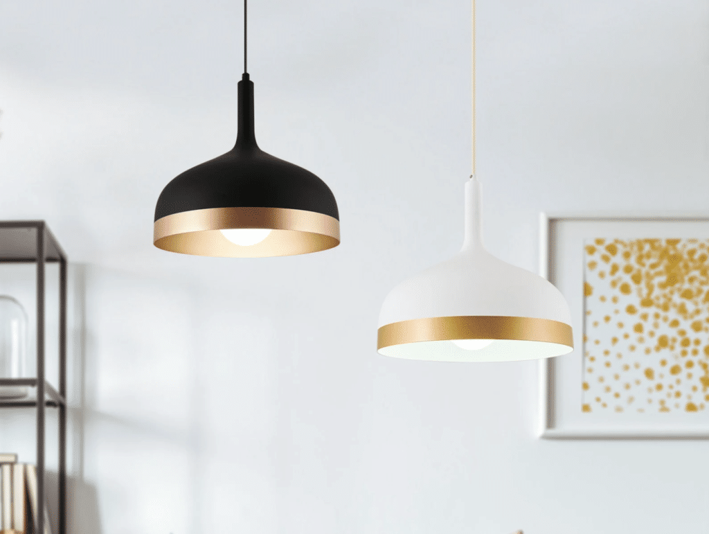 modern black and white dome lights