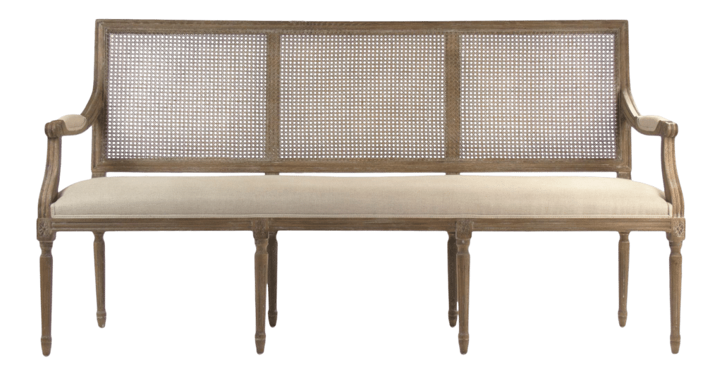 beige cane bench 