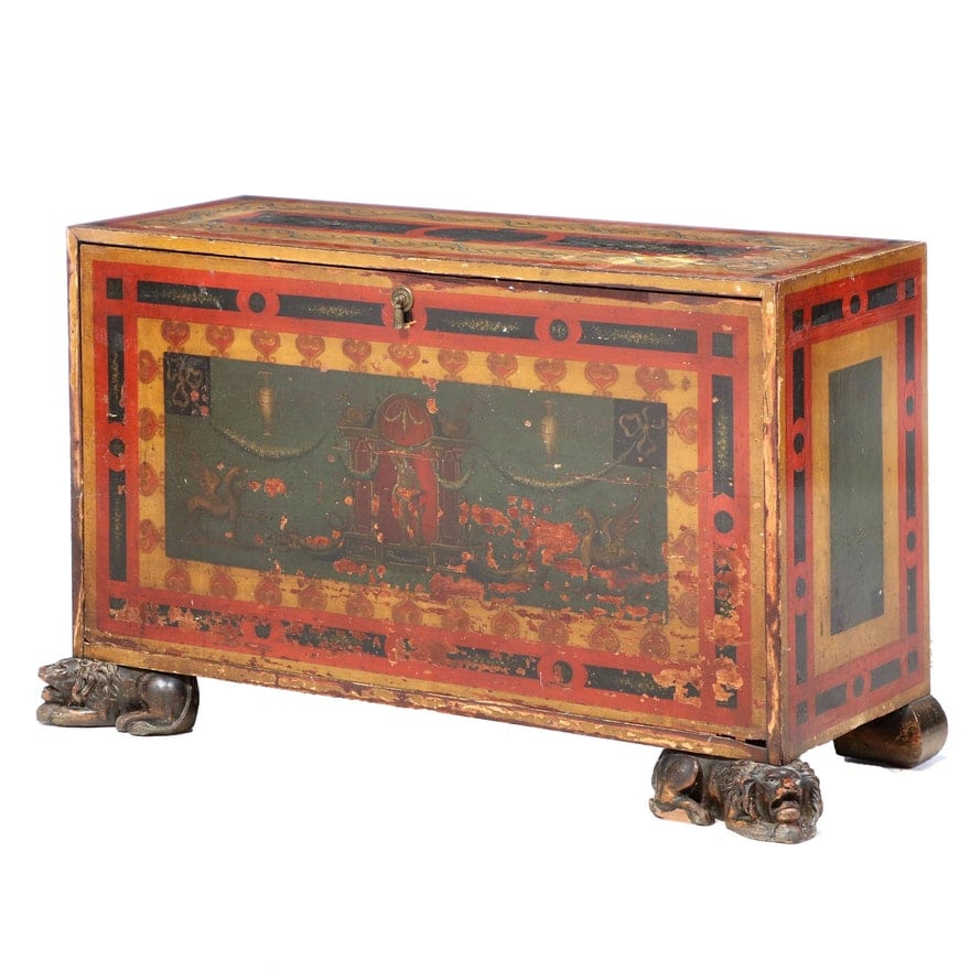 vintage ornate red chest