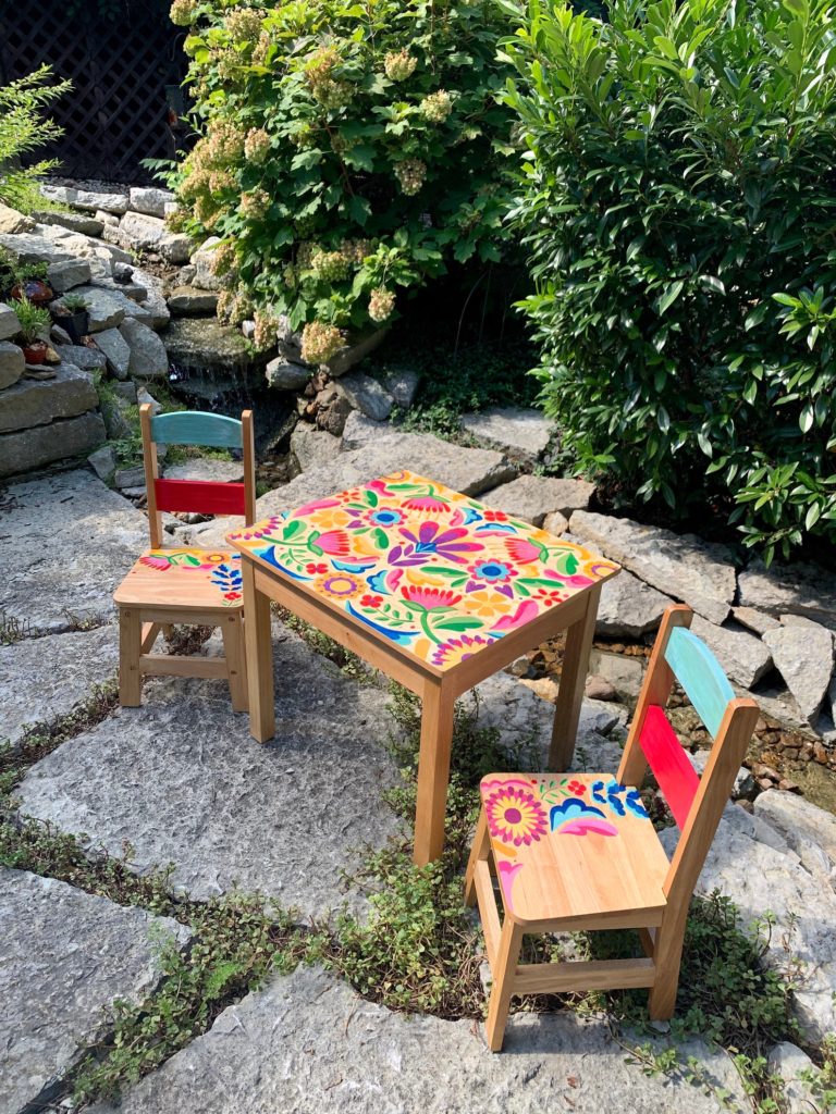 etsy colorful kids table and chair set