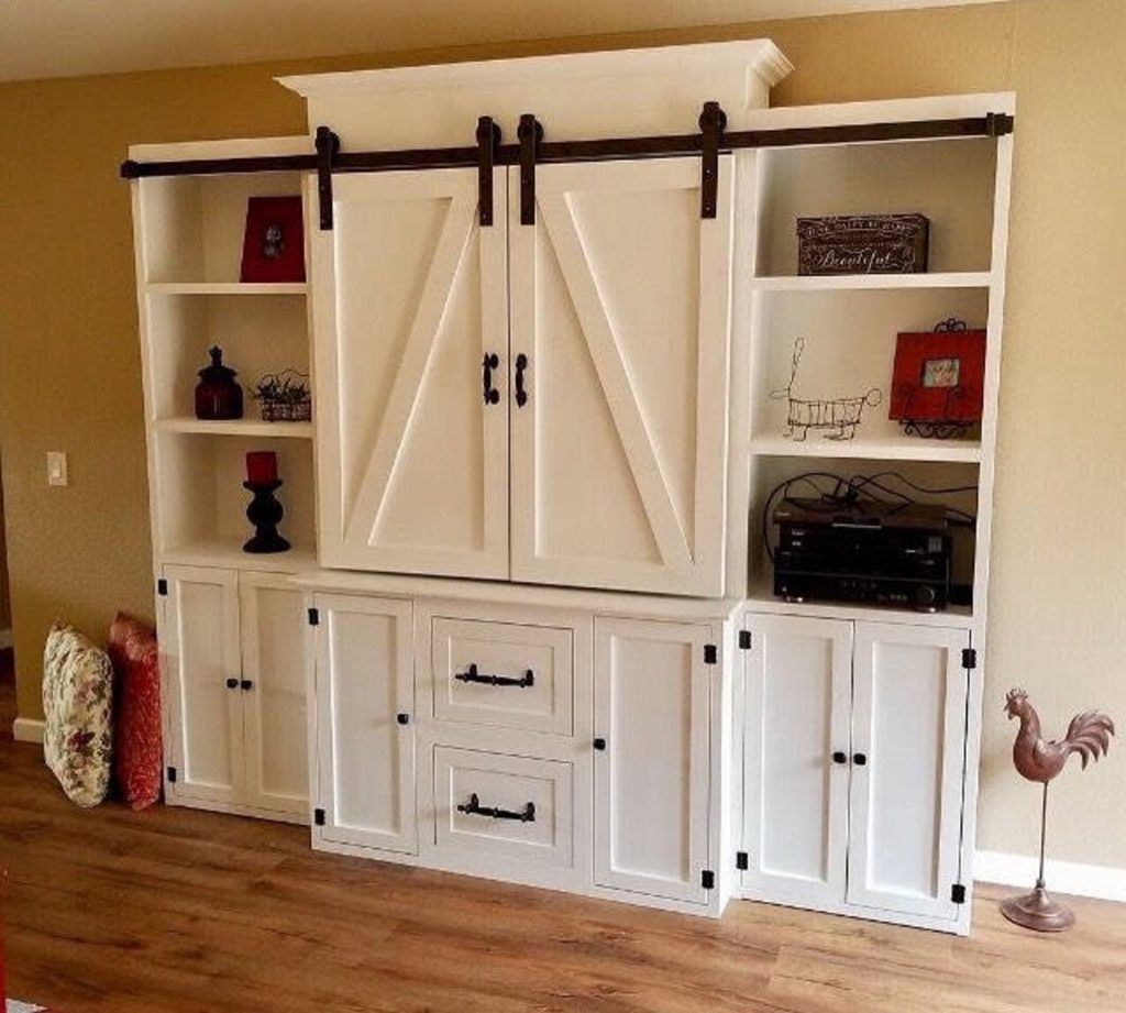entertainment console with barn door, etsy furniture