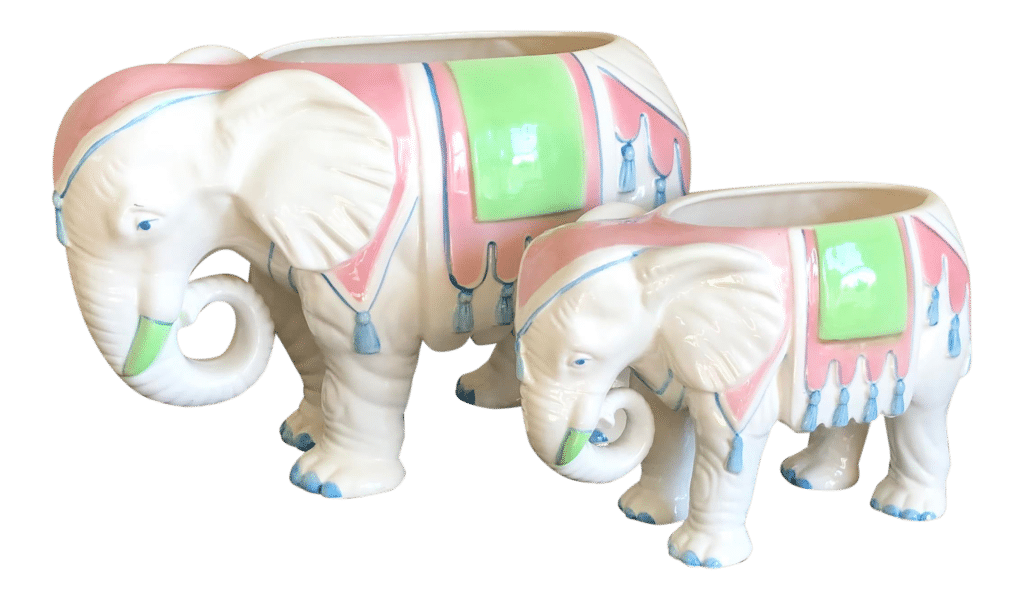 chairish gift guide - two white ceramic elephants