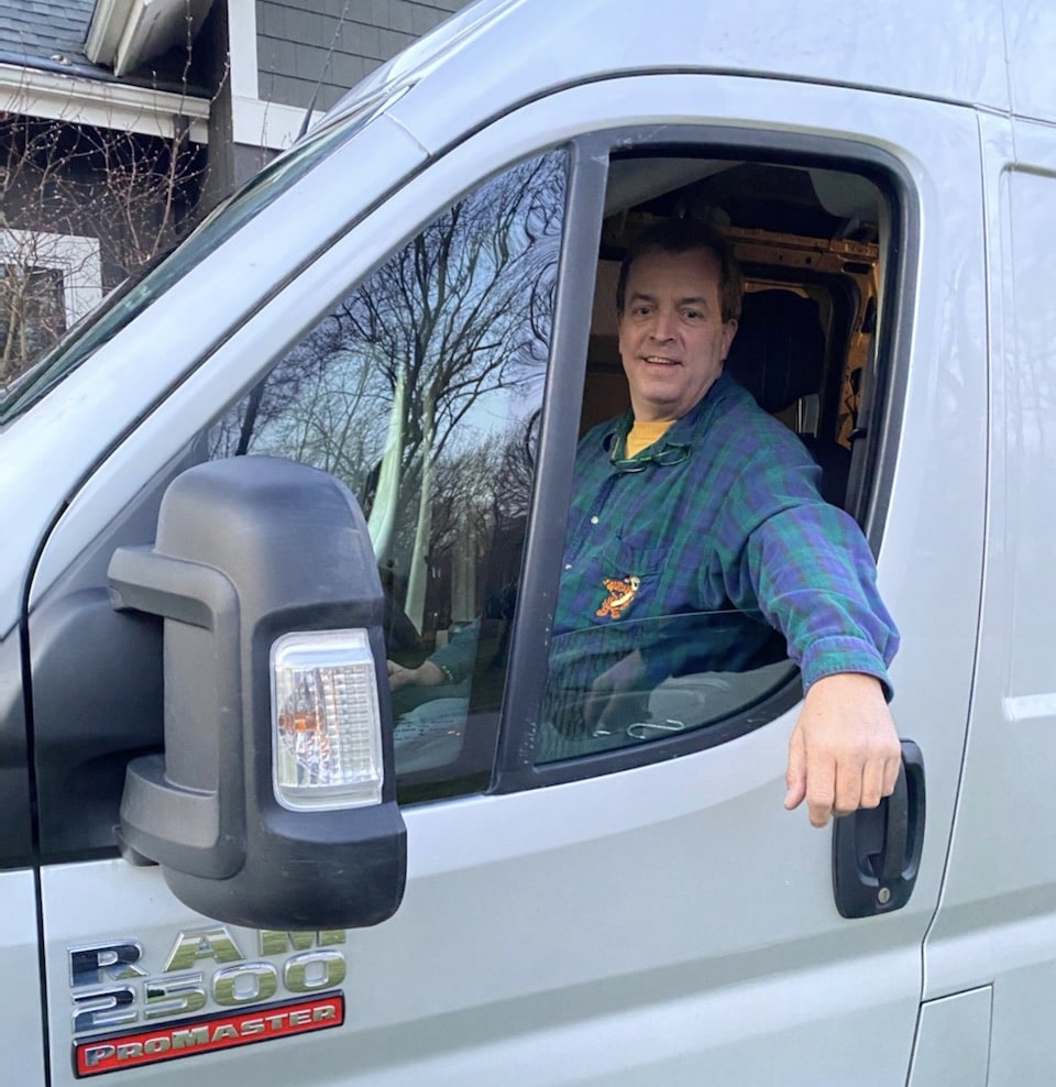 man in sprinter van transporter uship