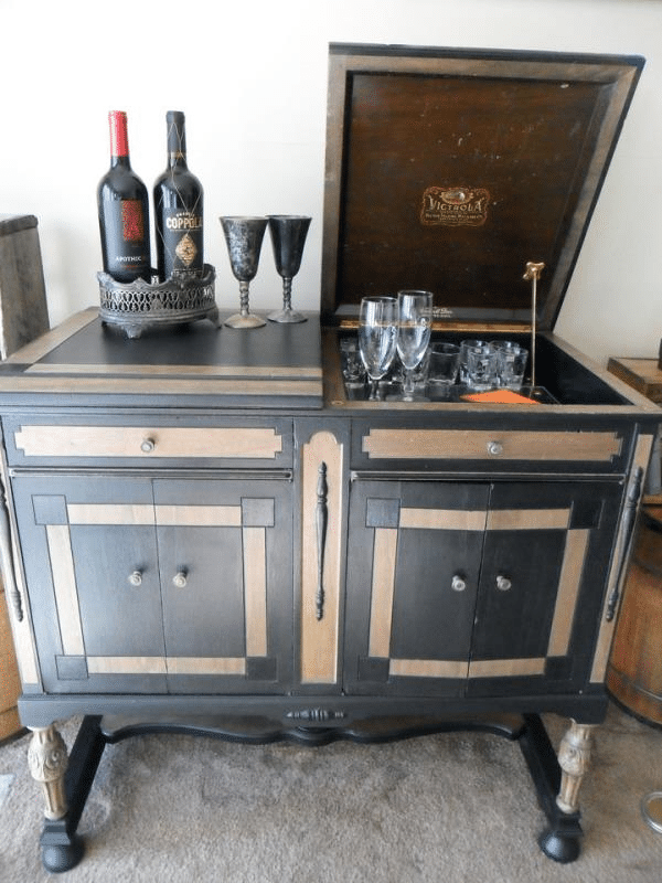 vintage refurbished bar cabinet