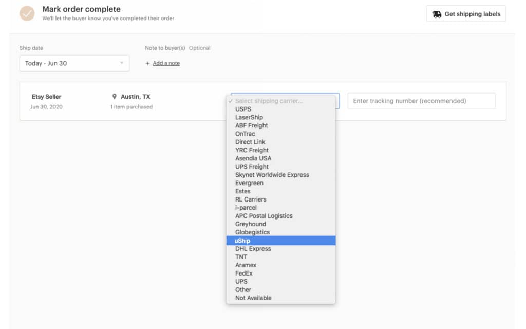 etsy tracking view