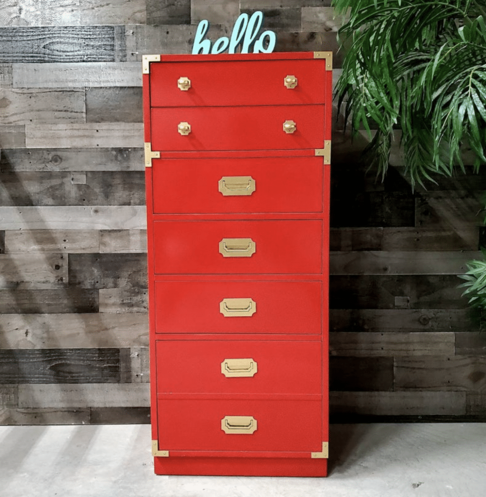 red vintage cabinet chest on etsy