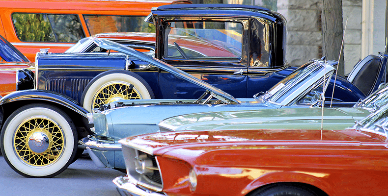 Lot of classic and antique cars