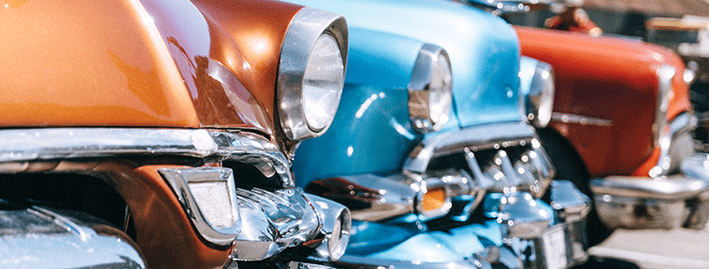 classic cars lined up