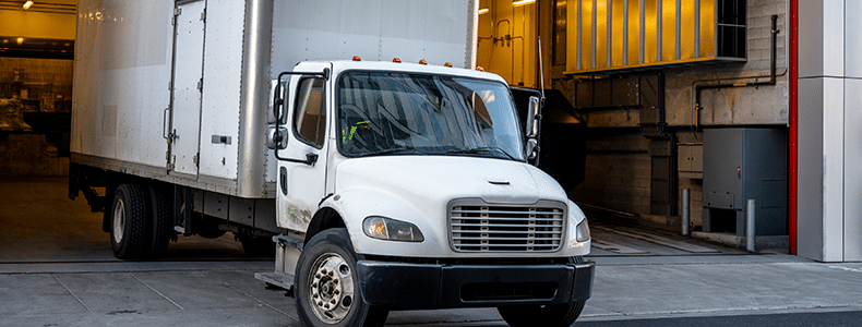 box truck at warehouse