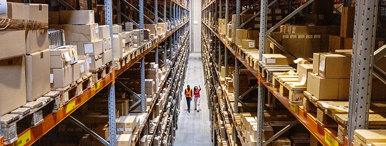 large warehouse with palletized freight
