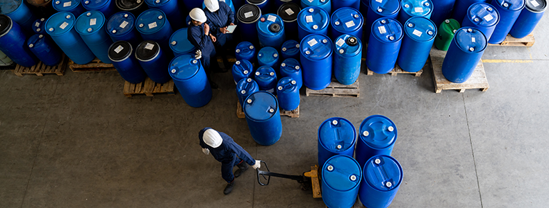 warehouse with hazardous shipping materials