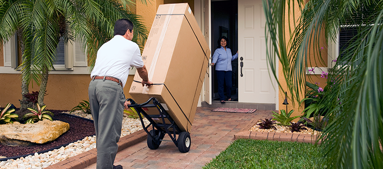 carrier delivering palletized freight to home