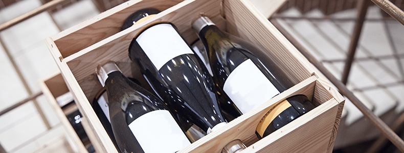 case of wine ready for shipping