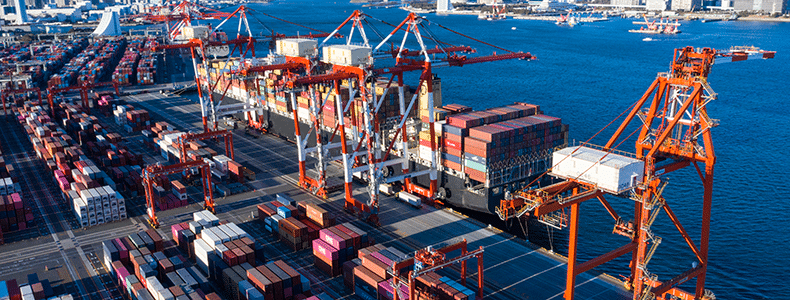 many containers being prepared for international shipping