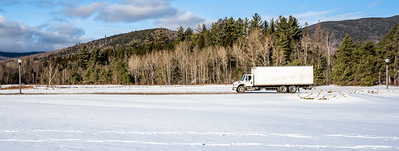 holiday shipping truck in winter