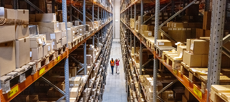 huge warehouse with palletized freight ready for LTL shipping