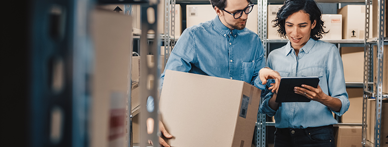 business shippers checking shipping tracking number