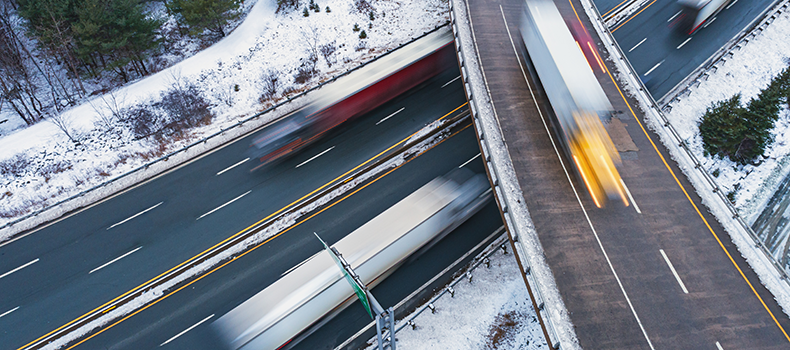cars on winter highway road