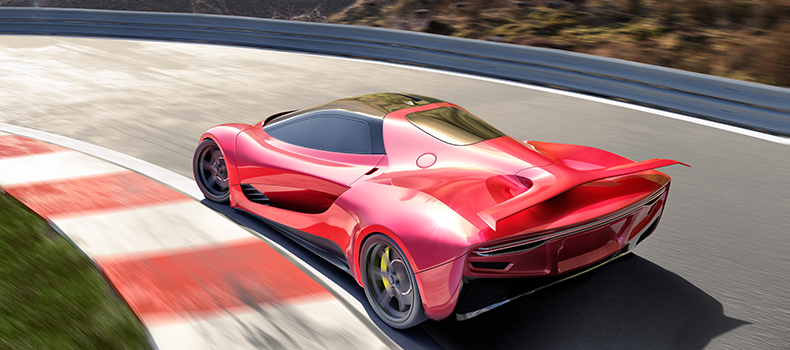 red race car on the track