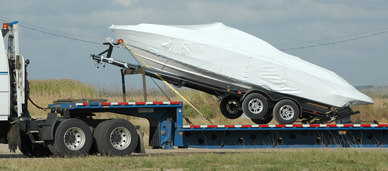 boat on open trailer ready for hauling