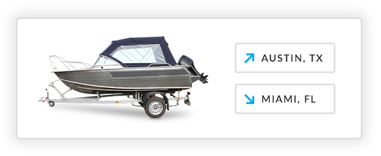 uship boat listing and boat on open trailer